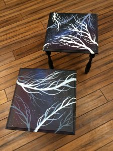 Nebulae Table Set, acrylic on wood