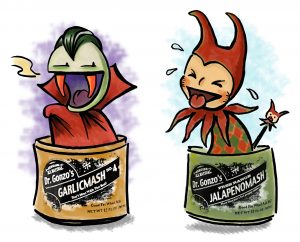 Promotional illustration for Dr. Gonzo’s Uncommon Condiments, ink and digital media