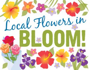 Local Flowers in Bloom, poster design for the Brattleboro Food Co-op, VT. Digital illustration