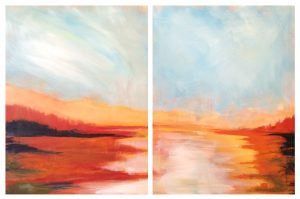 Marsh Sunrise, acrylic on canvas, 18x24 (each panel)